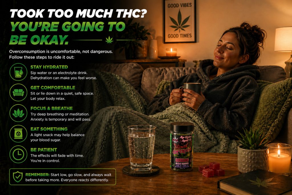 what to do if you take too much thc calming environment