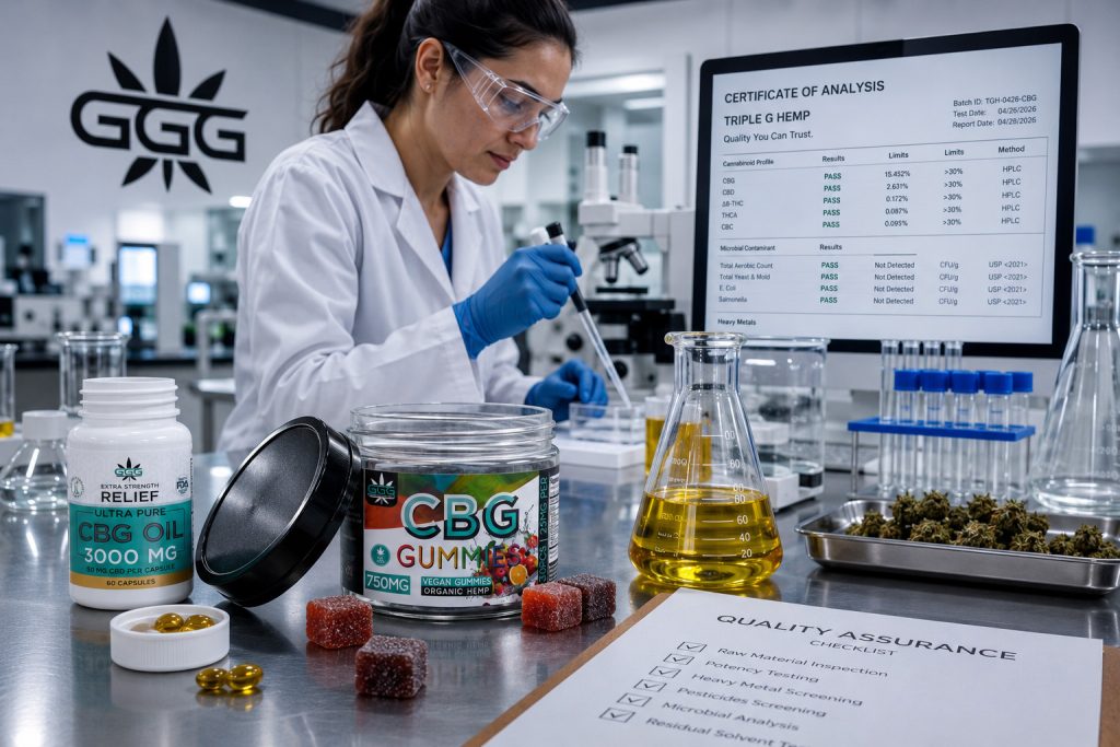Third-party laboratory testing and quality assurance for premium CBG products.